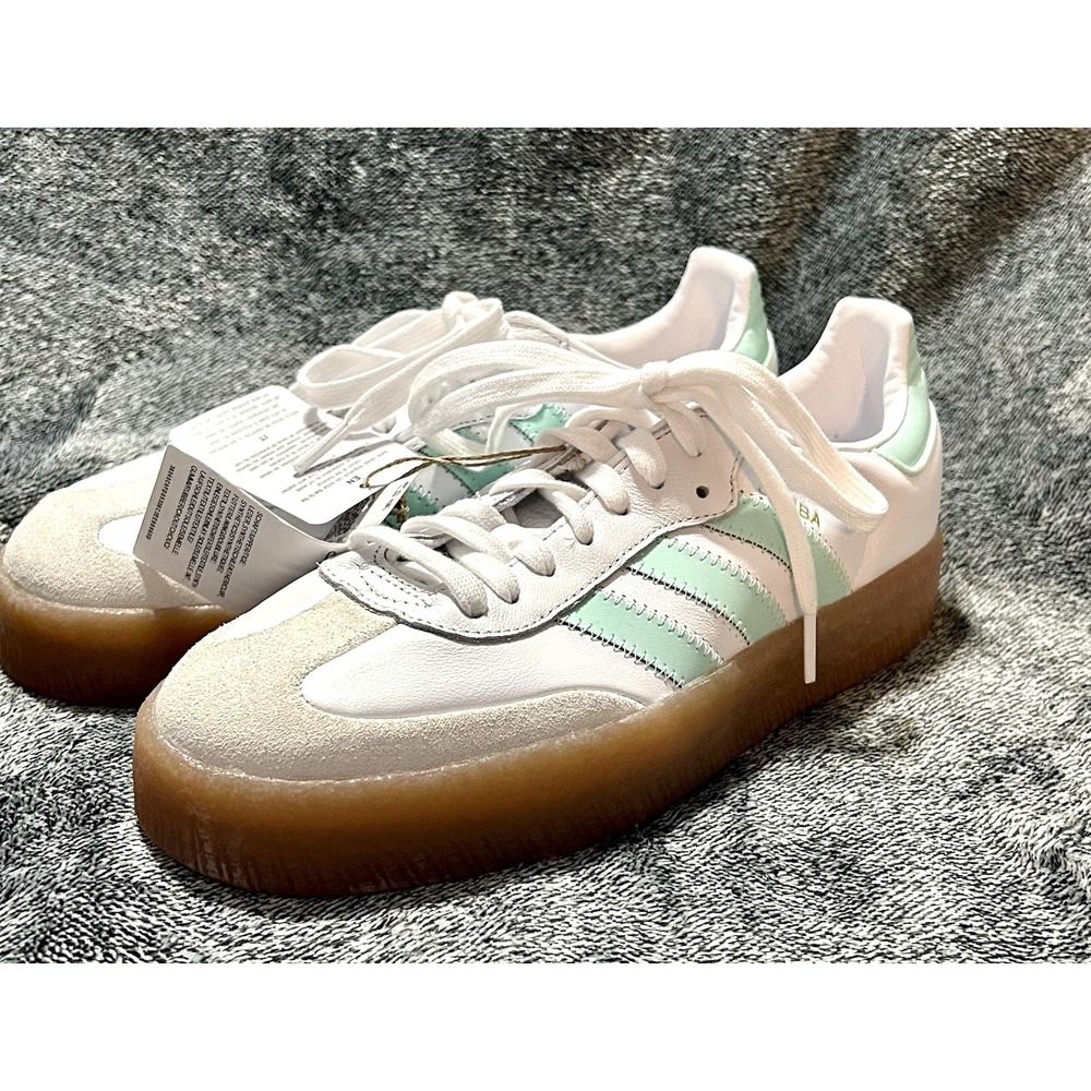 Adidas Sambae J Womens 7.5 Kids 6.5 Cloud White Clear Mint JQ1314